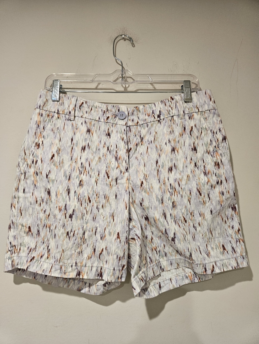 LOFT White Multicolor Speckle Print Bermuda Shorts, Size 4